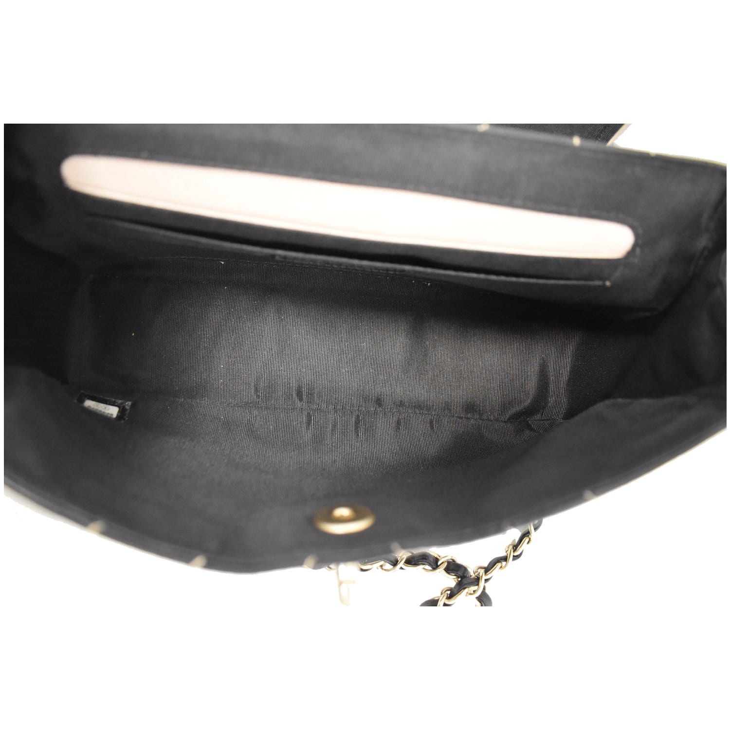 CHANEL Chevron Contrast Quilted Lambskin Flap Shoulder Bag Black