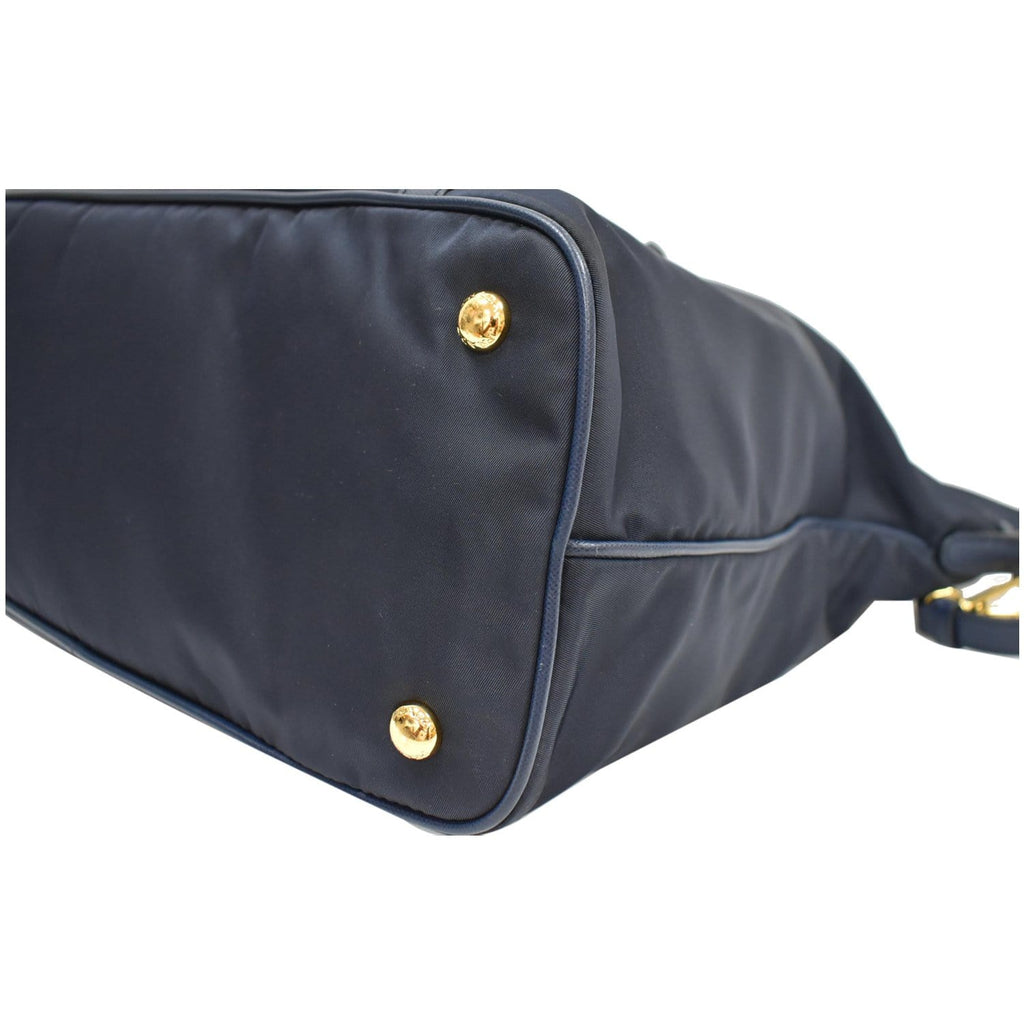 PRADA Tessuto Saffiano Nylon Tote Shoulder Bag Blue