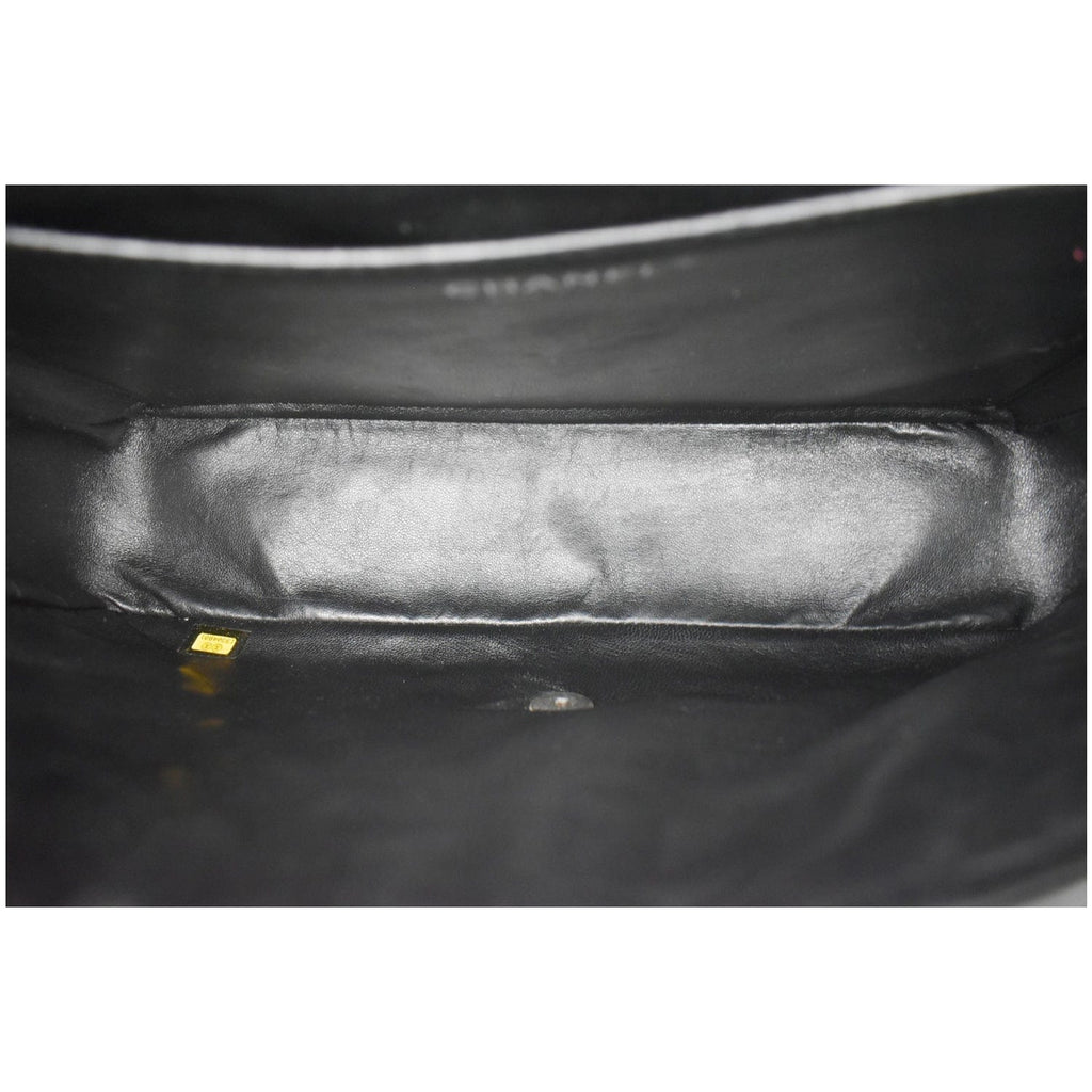CHANEL Classic Maxi Single Flap Quilted Patent Leather Shoulder Bag Black