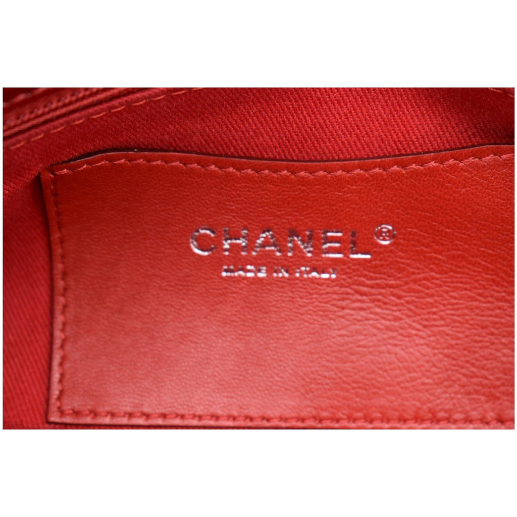CHANEL Just Mademoiselle Patent Leather Bowling Bag Red