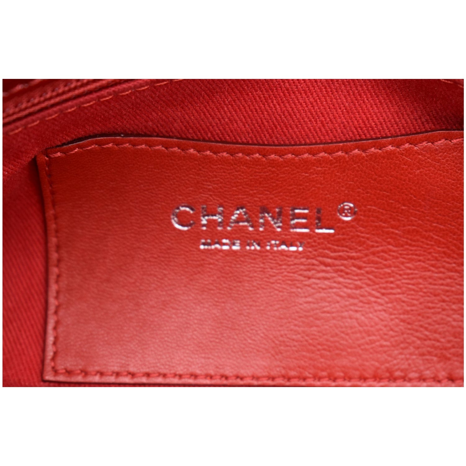 CHANEL Just Mademoiselle Patent Leather Bowling Bag Red