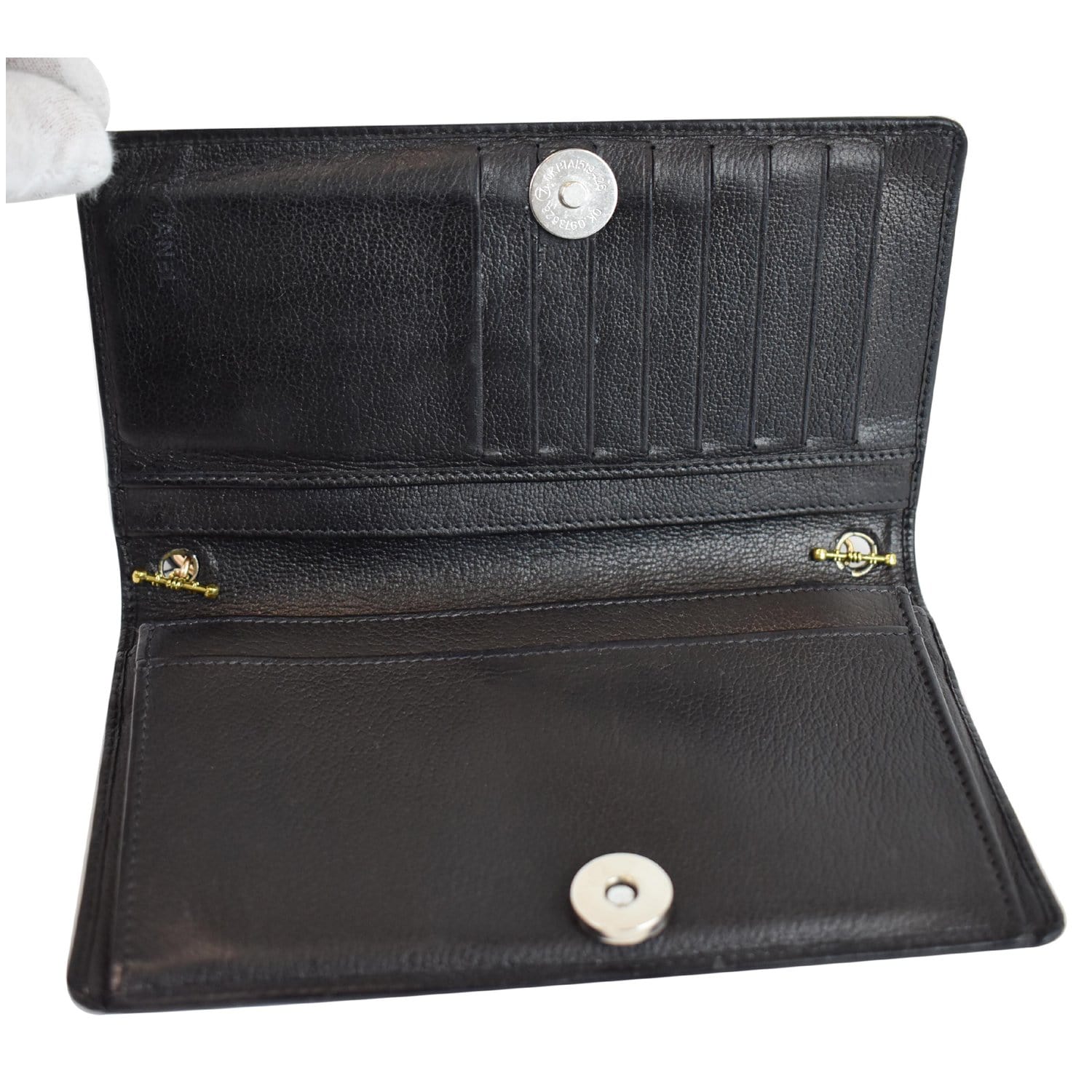 CHANEL Camellia Leather Wallet on Chain Shoulder Bag Black