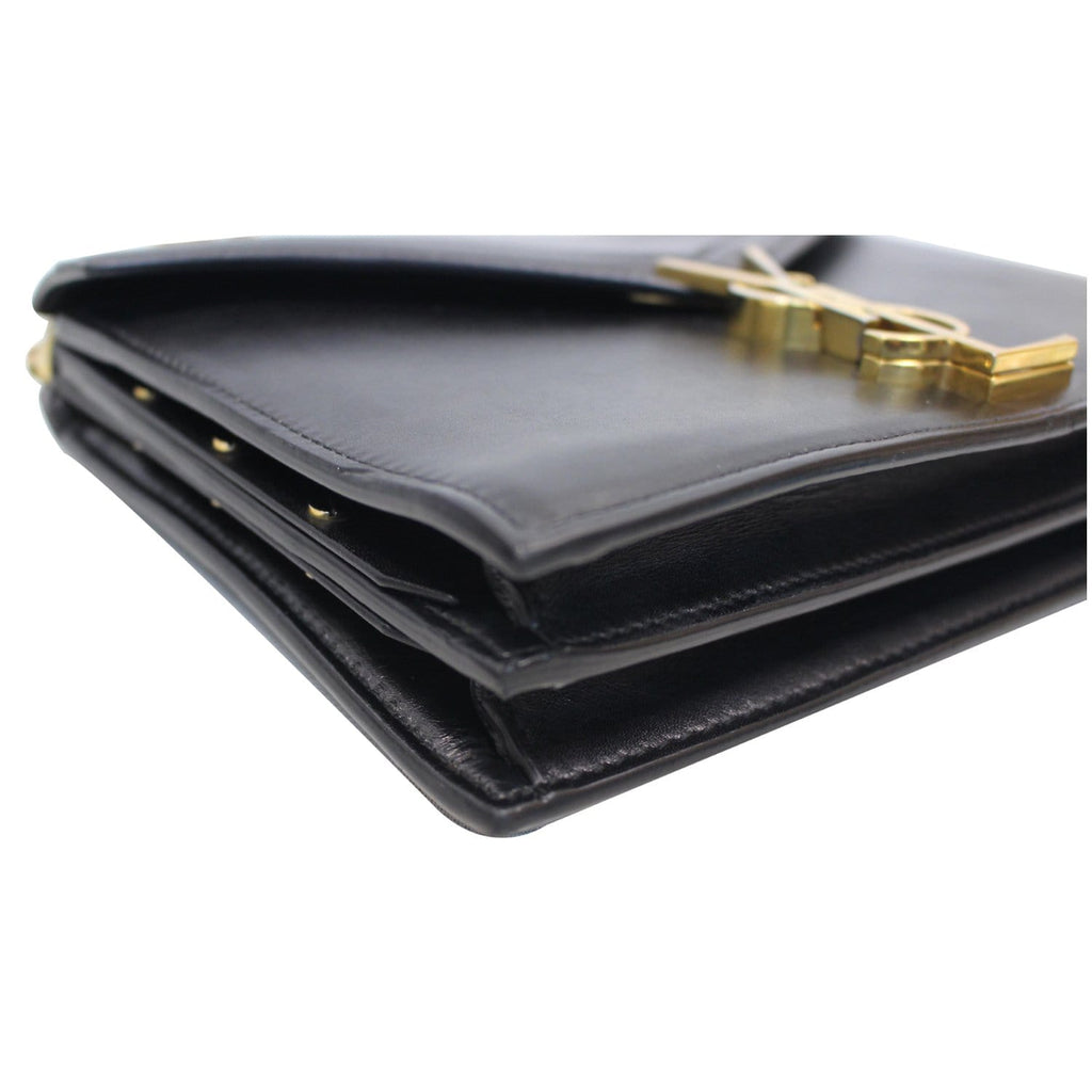 YVES SAINT LAURENT Cassandra Medium Monogram Clasp Shoulder Bag Black