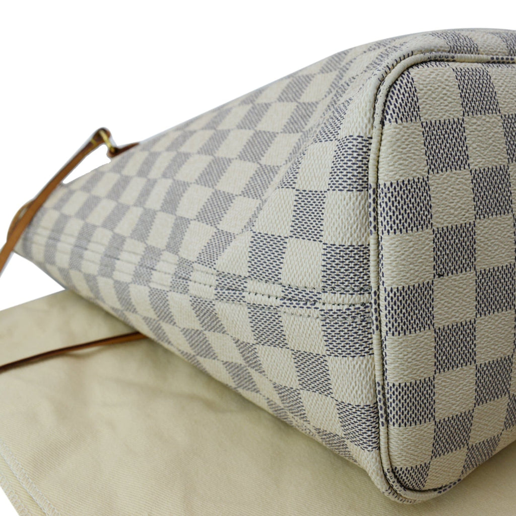 LOUIS VUITTON Neverfull MM Damier Azur Tote Bag Rose Ballerine SD1138