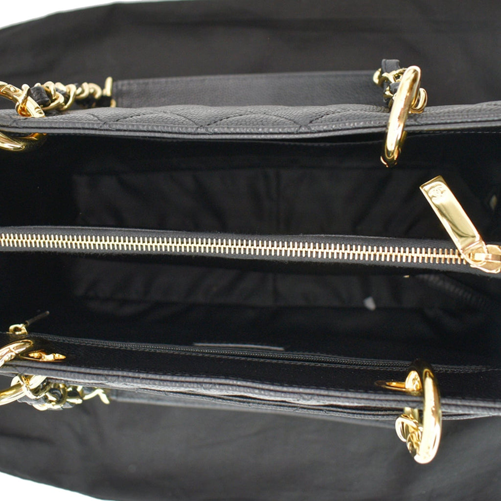 CHANEL Grand Shopping GST Caviar Leather Tote Bag Black