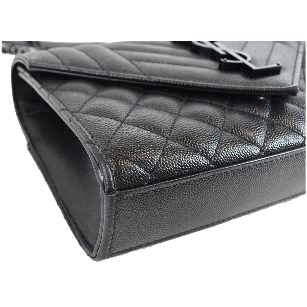 YVES SAINT LAURENT Small Envelope Matelassé Leather Shoulder Bag Black