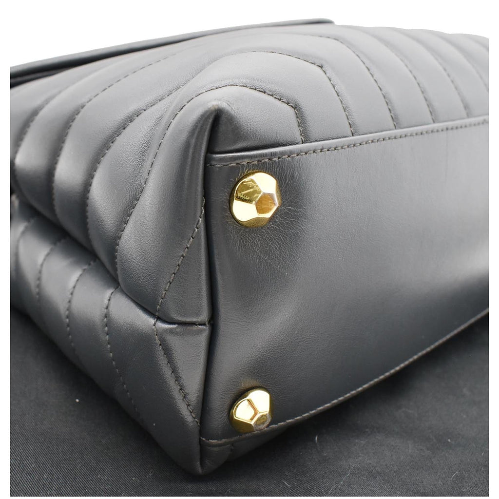 YVES SAINT LAURENT Medium Loulou Matelasse Leather Chain Shoulder Bag Dark Smog