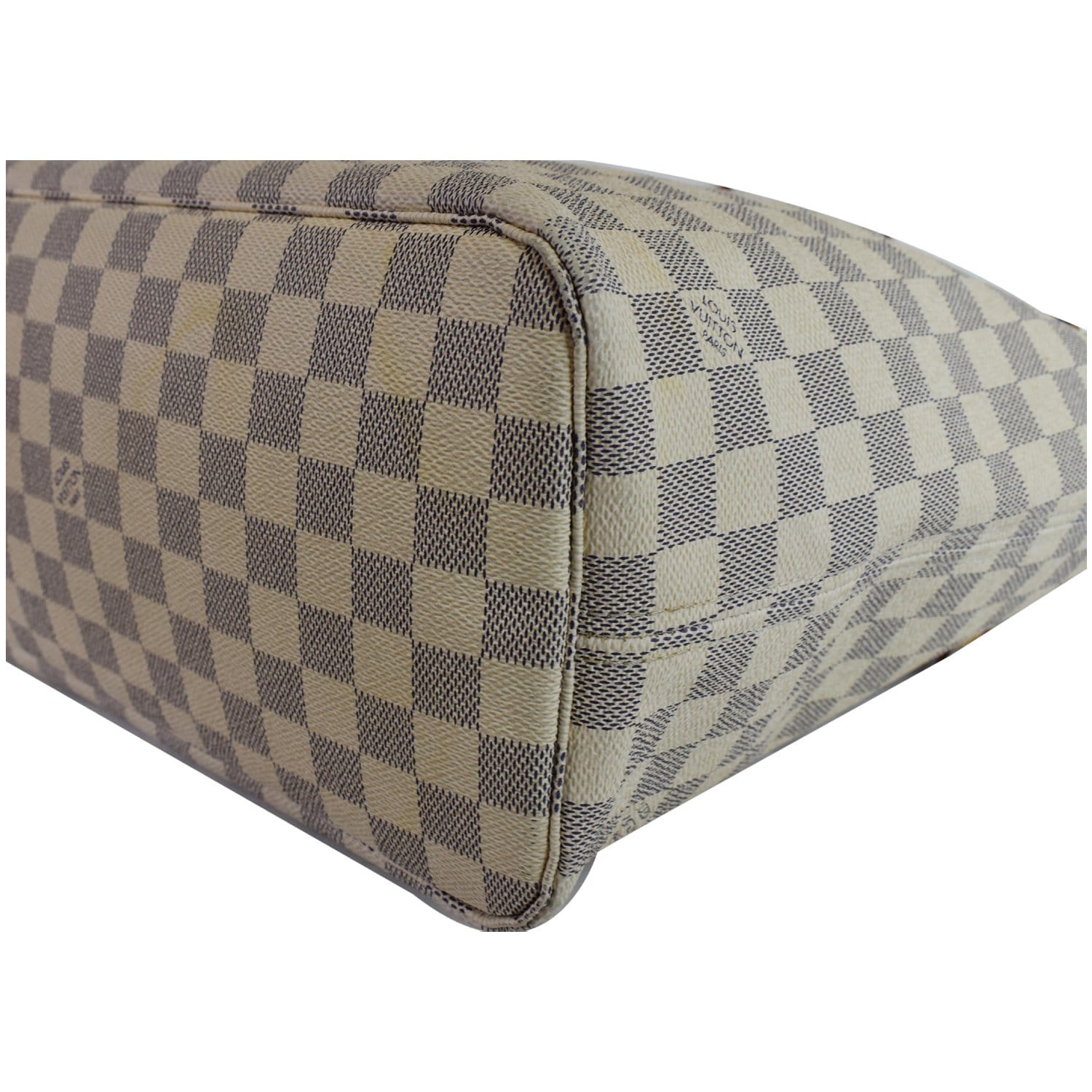 LOUIS VUITTON Neverfull MM Damier Azur Tote Shoulder Bag White