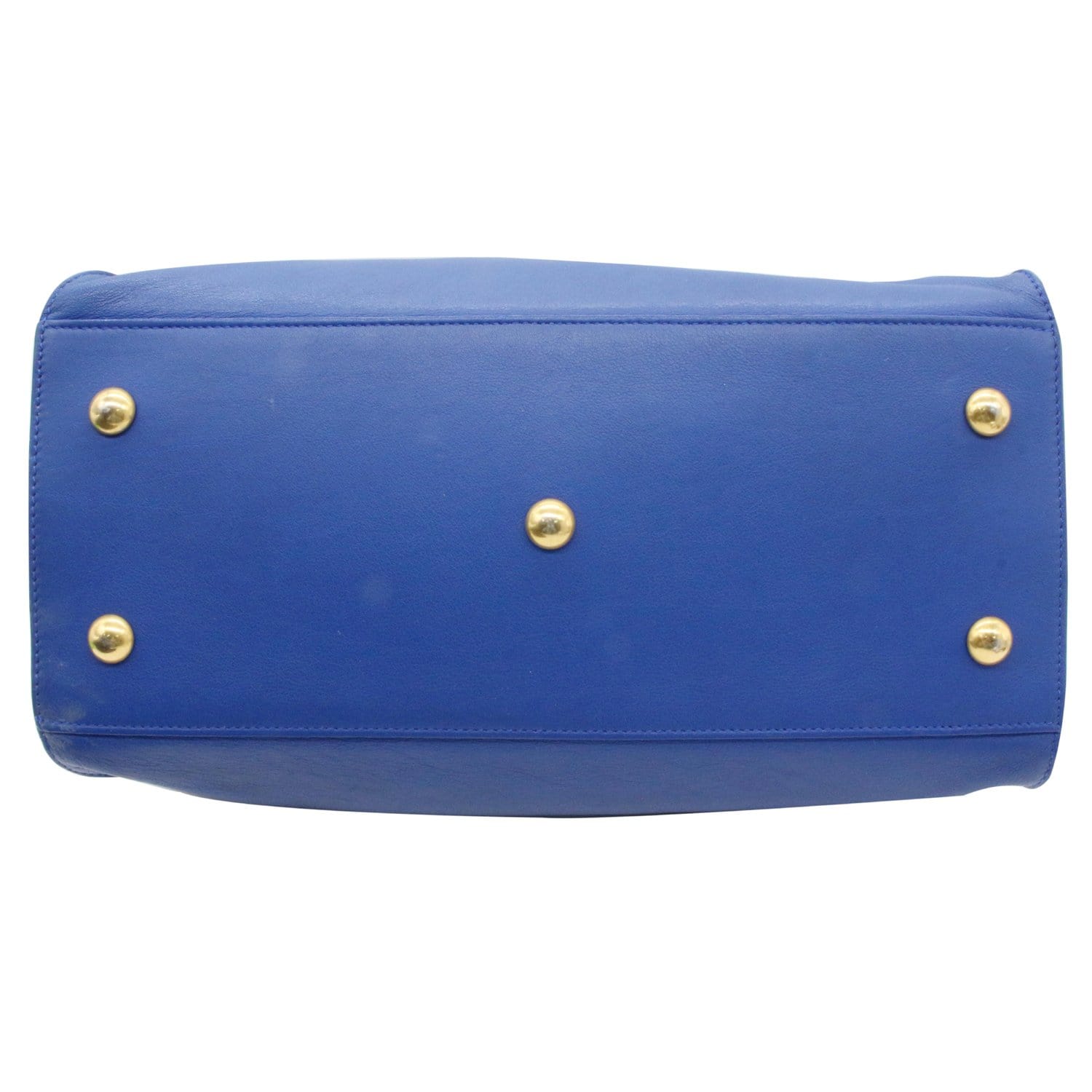 YVES SAINT LAURENT Cabas Y Small Calfskin Leather Tote Shoulder Bag Blue