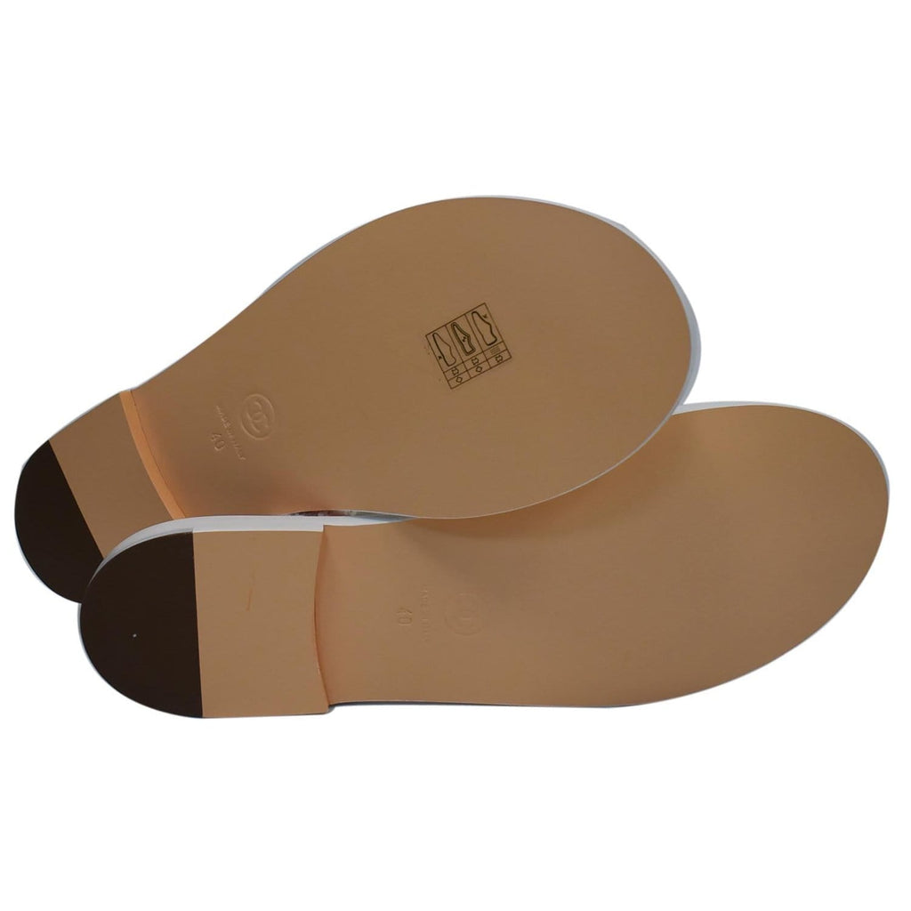 CHANEL Thong Tweed Sandals Off White Size 40