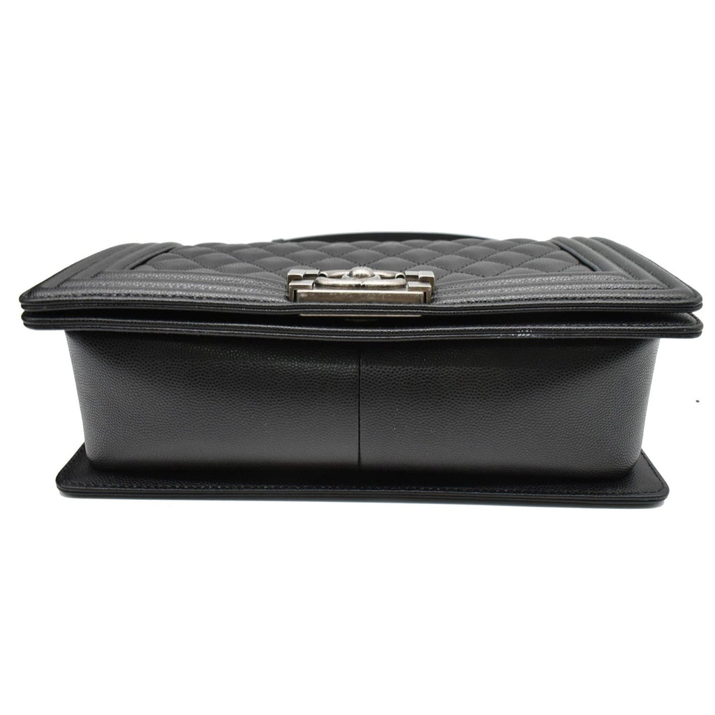 CHANEL Medium Boy Flap Caviar Leather Shoulder Bag Black