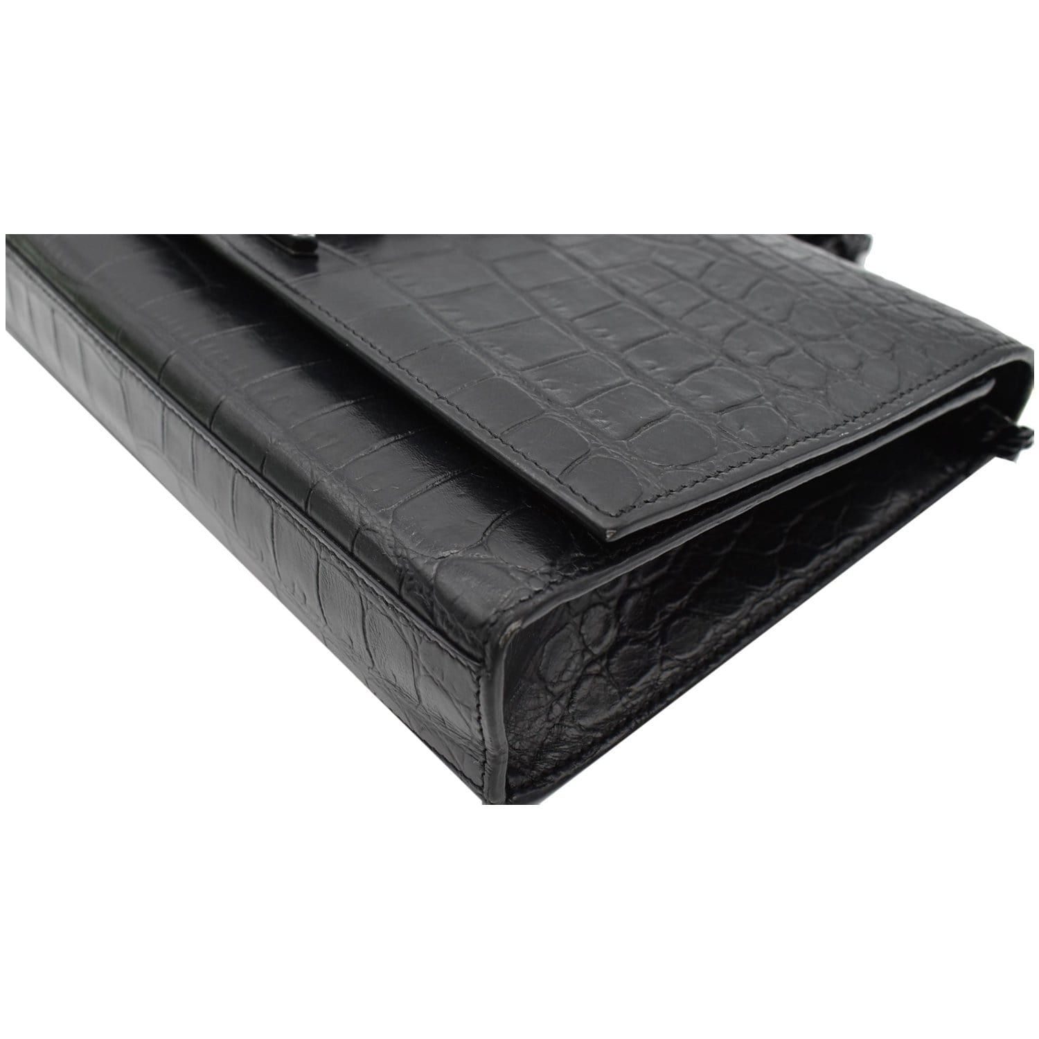 YVES SAINT LAURENT WOC Crocodile-Embossed Shoulder Bag Black  - Hot Deals