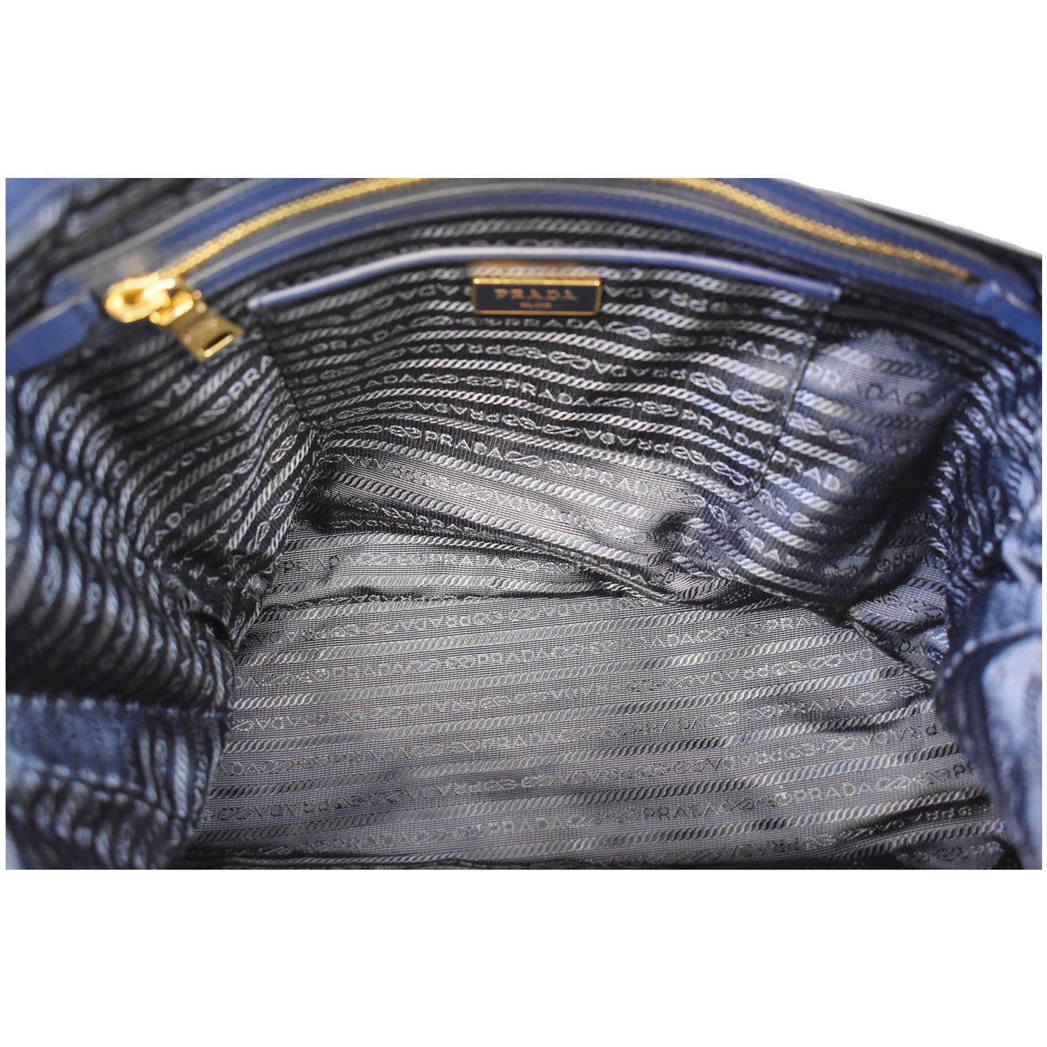 PRADA Tessuto Saffiano Nylon Tote Shoulder Bag Blue