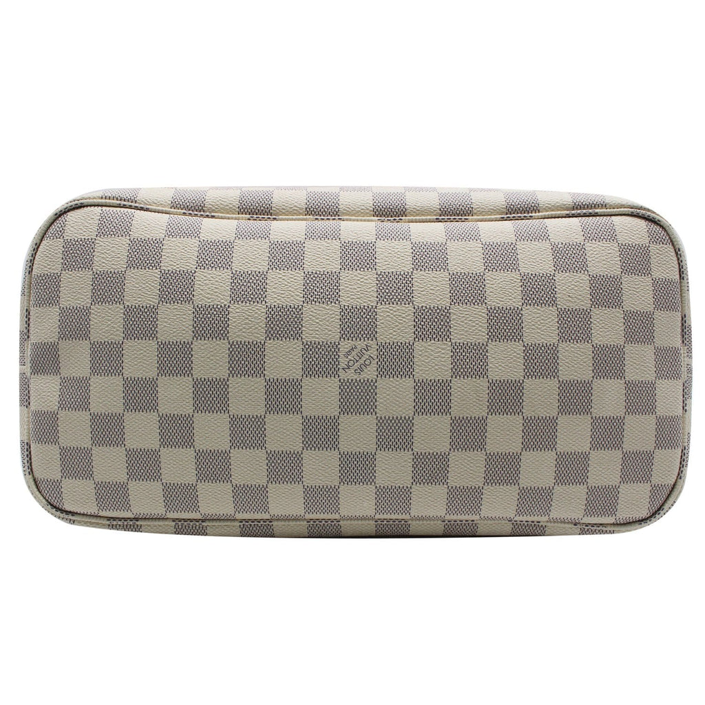 LOUIS VUITTON Neverfull MM Damier Azur Tote Shoulder Bag White