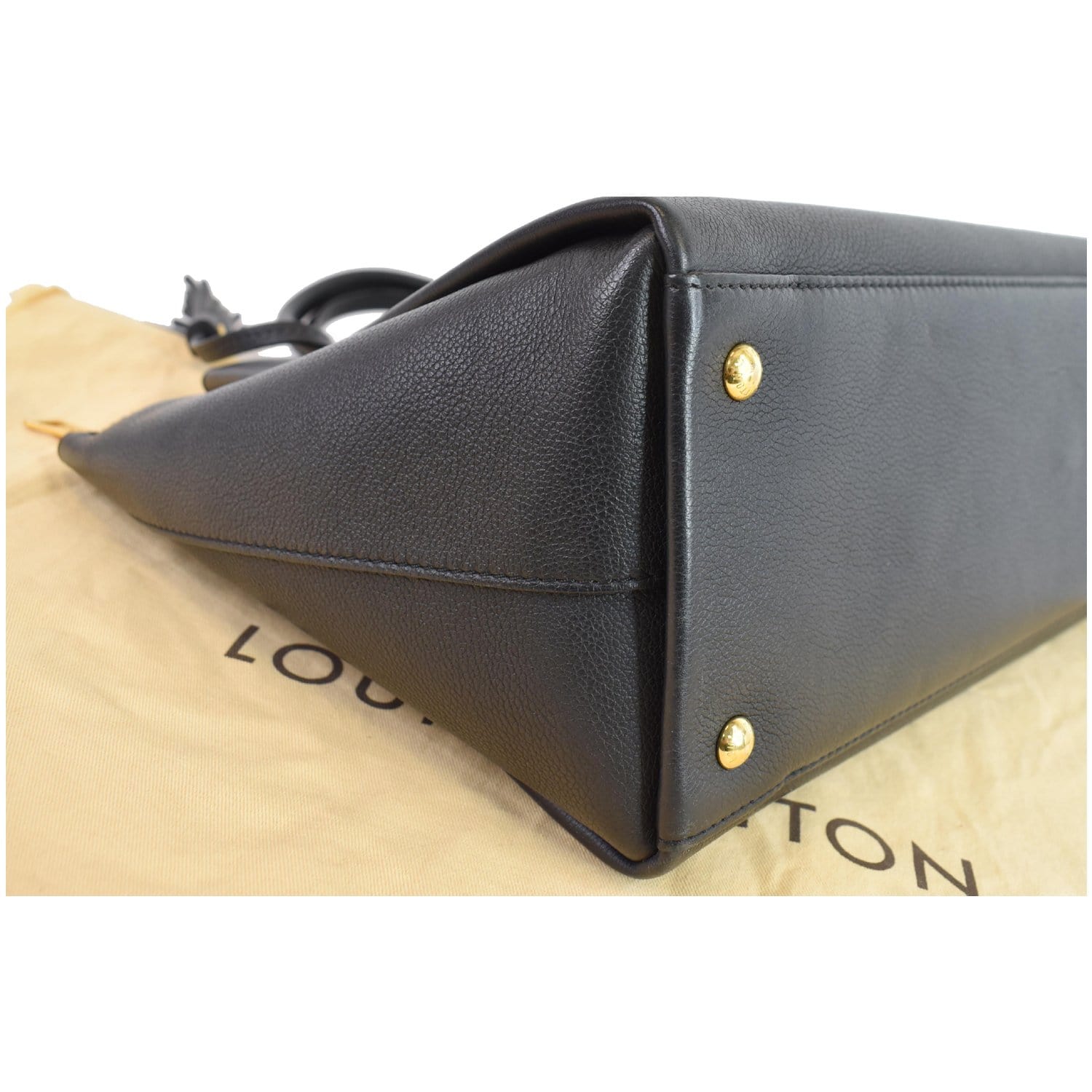 LOUIS VUITTON Lockmeto Calfskin Leather Tote Bag Black