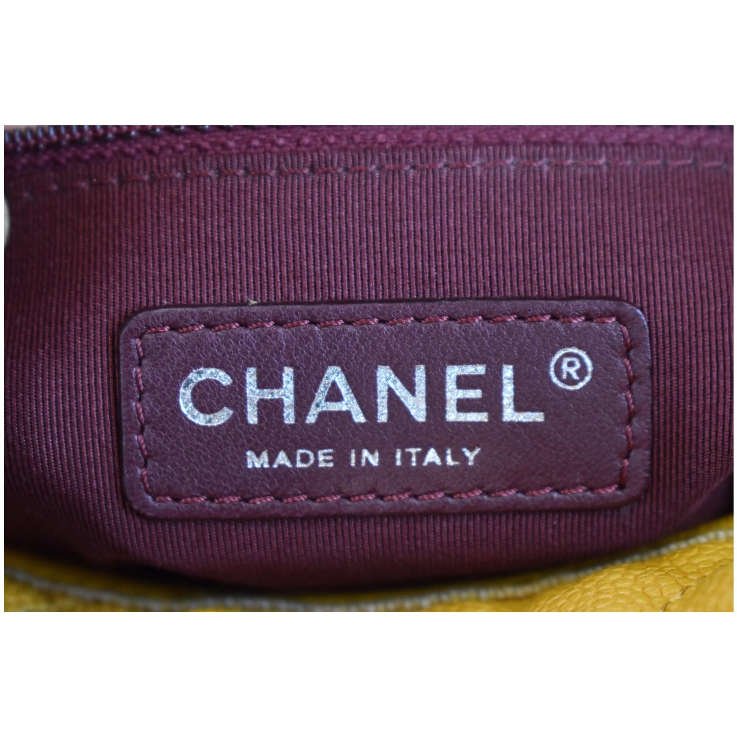 CHANEL French Riviera Quilted Caviar Leather Hobo Bag Yellow