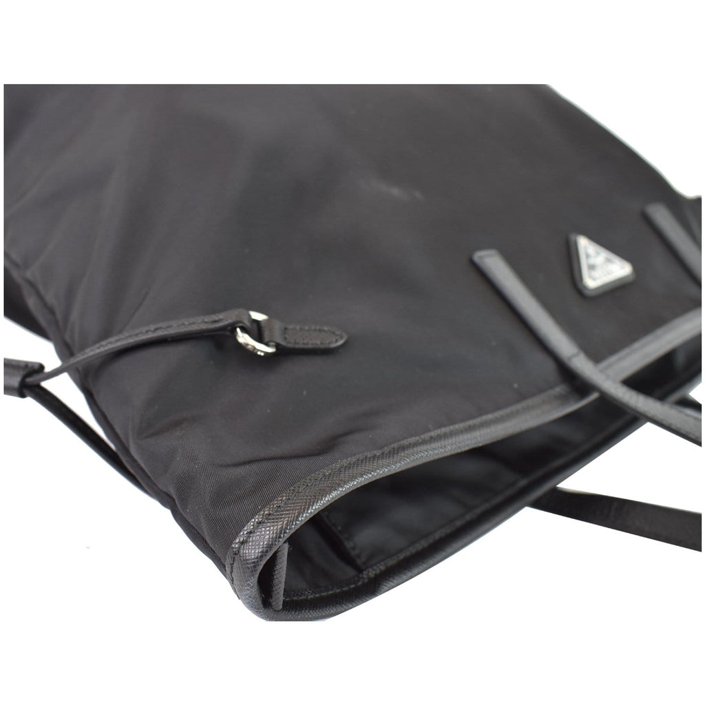 PRADA Vela Side-Cinch Nylon Tote Shoulder Bag Black