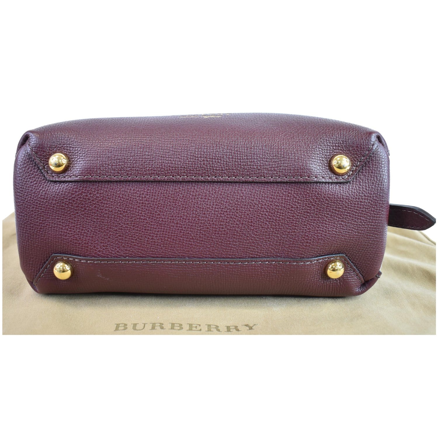 BURBERRY Camberley Small House Check Tote Shoulder Bag Dark Red