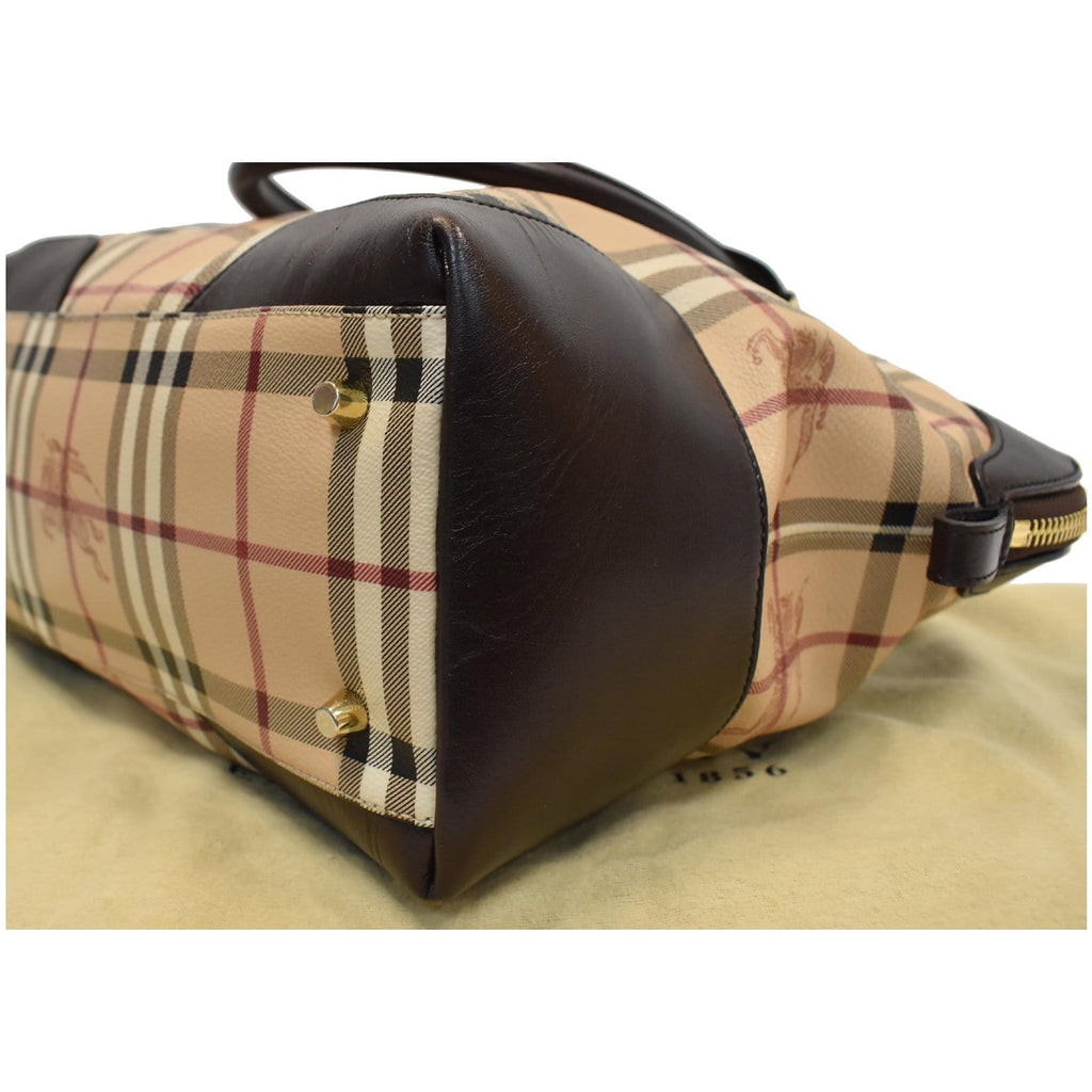 BURBERRY Medium Primrose Haymarket Check Tote Bag Chocolate