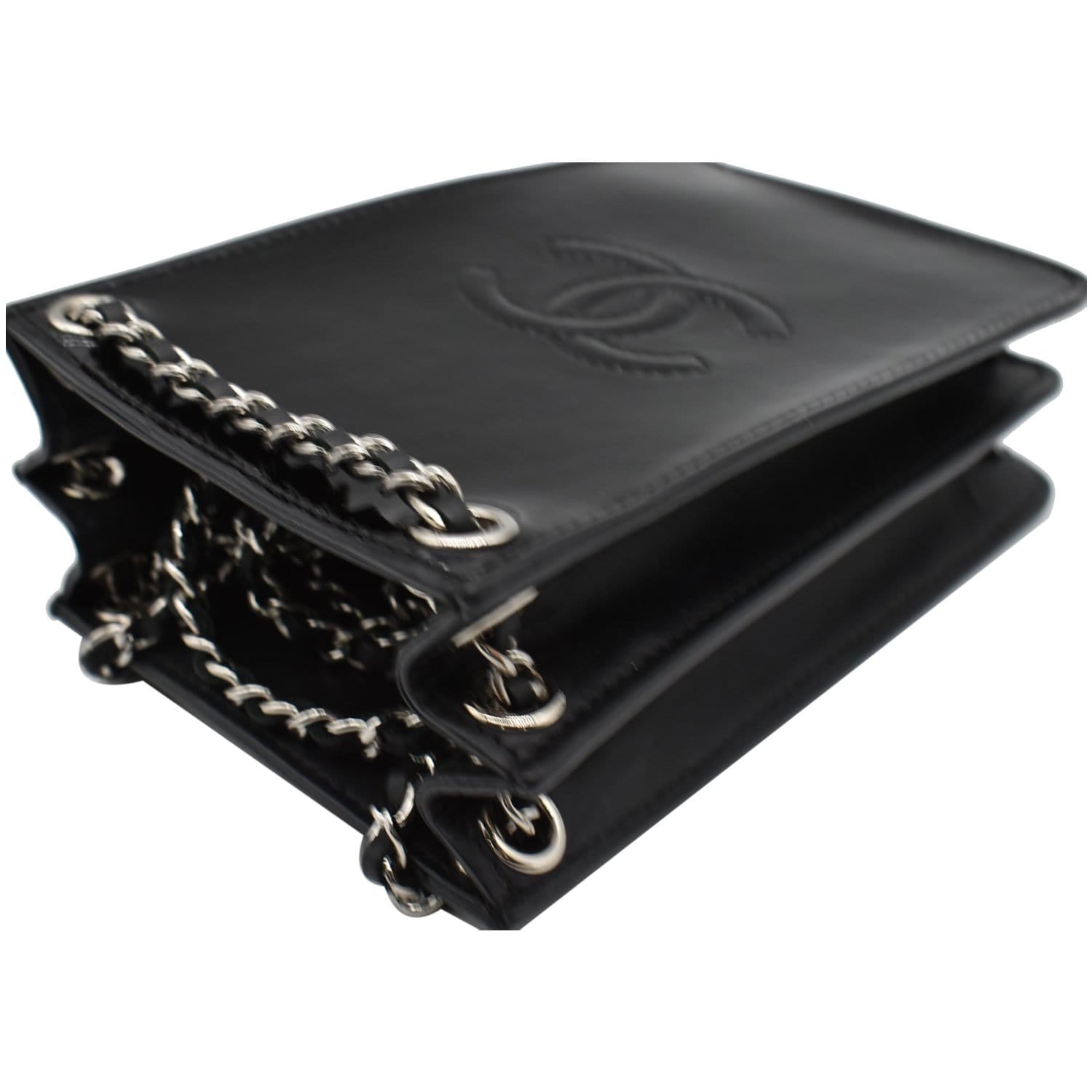 CHANEL O-Phone Holder Patent Leather Crossbody Bag Black