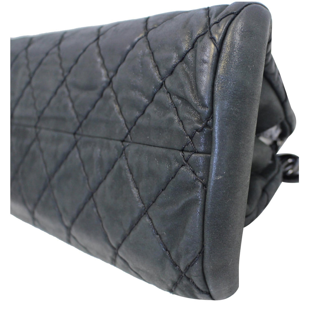 CHANEL Just Mademoiselle Calfskin Leather Bowling Bag Black
