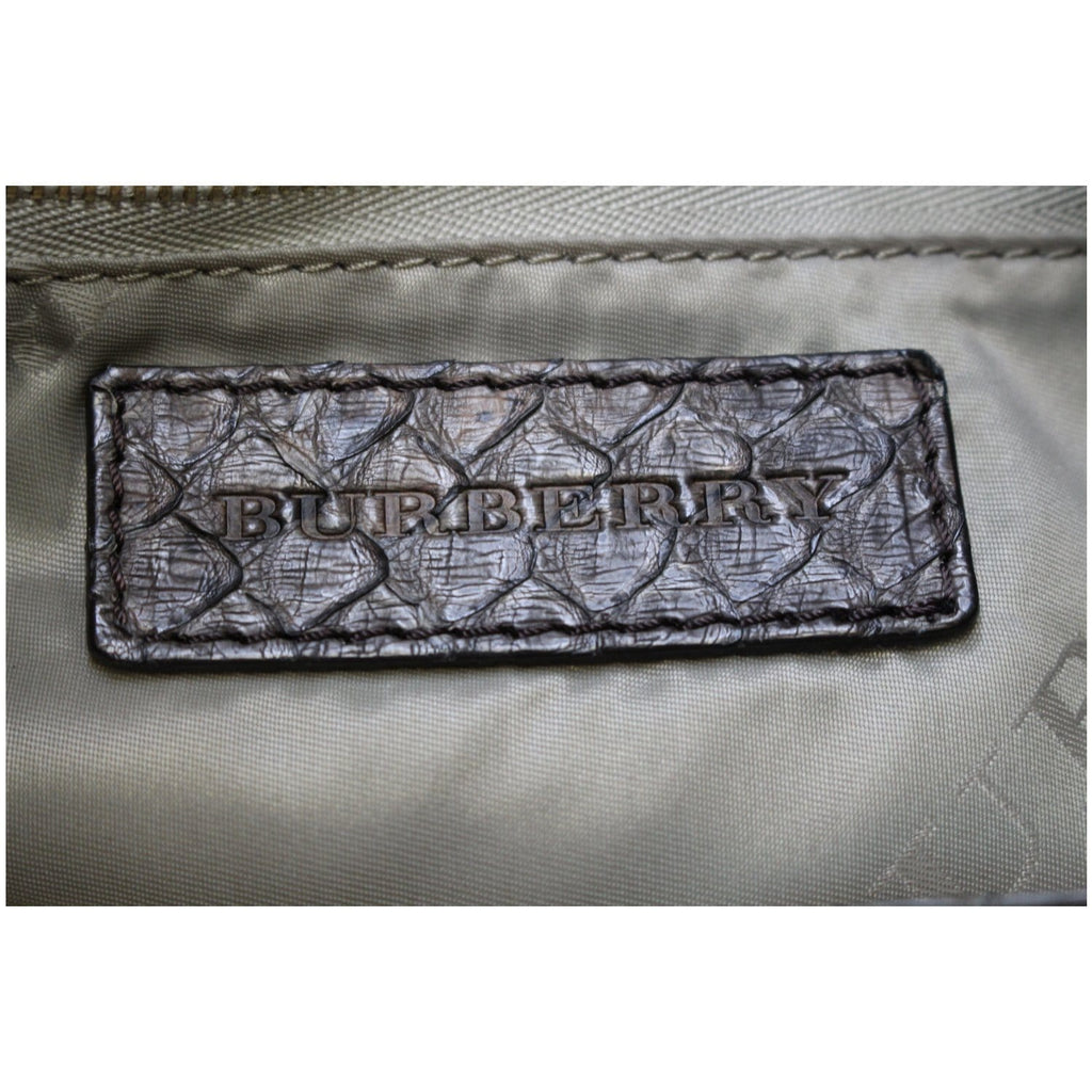 BURBERRY Large Python Leather Tote Shoulder Bag Brown