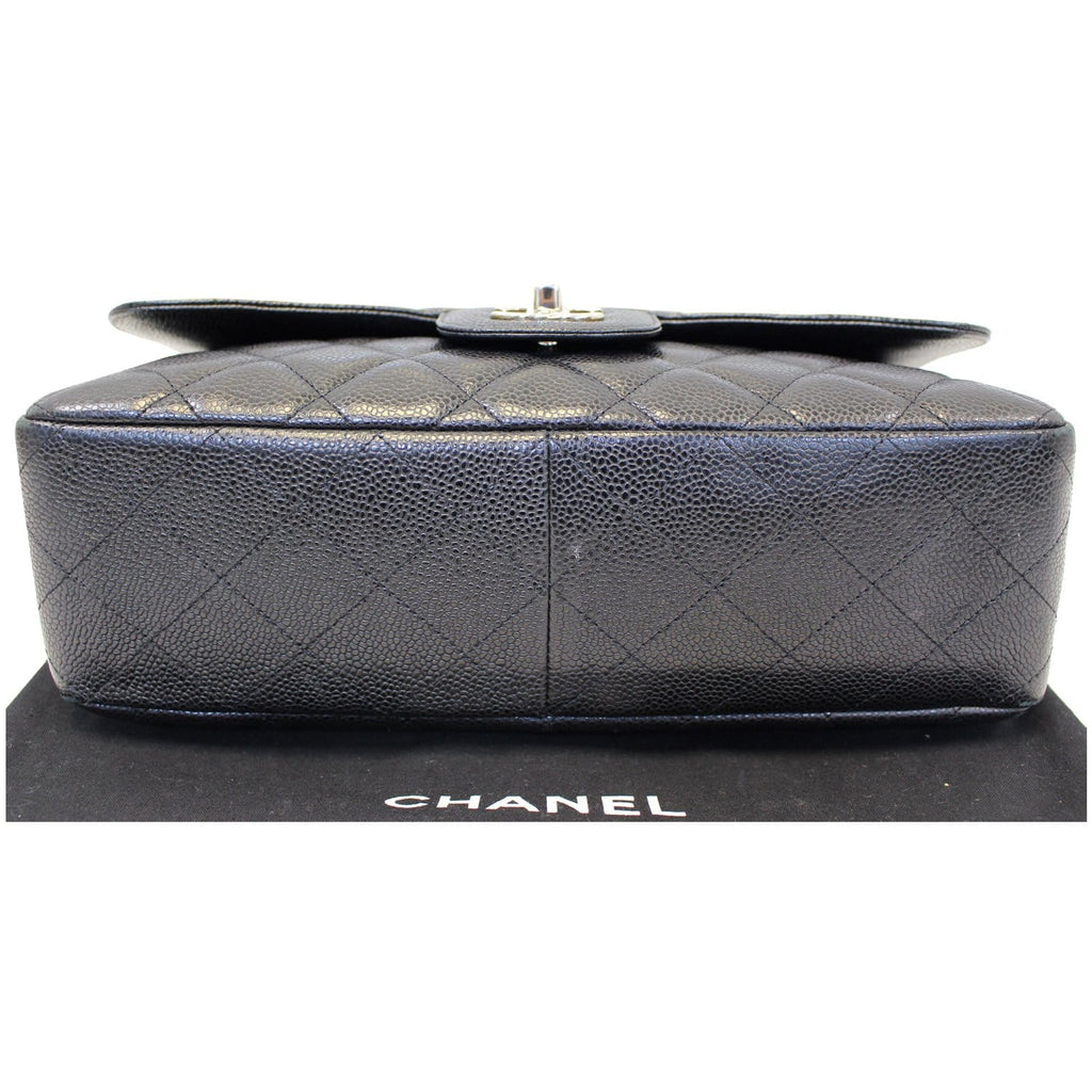 CHANEL Jumbo Classic Single Flap Caviar Leather Shoulder Bag Black