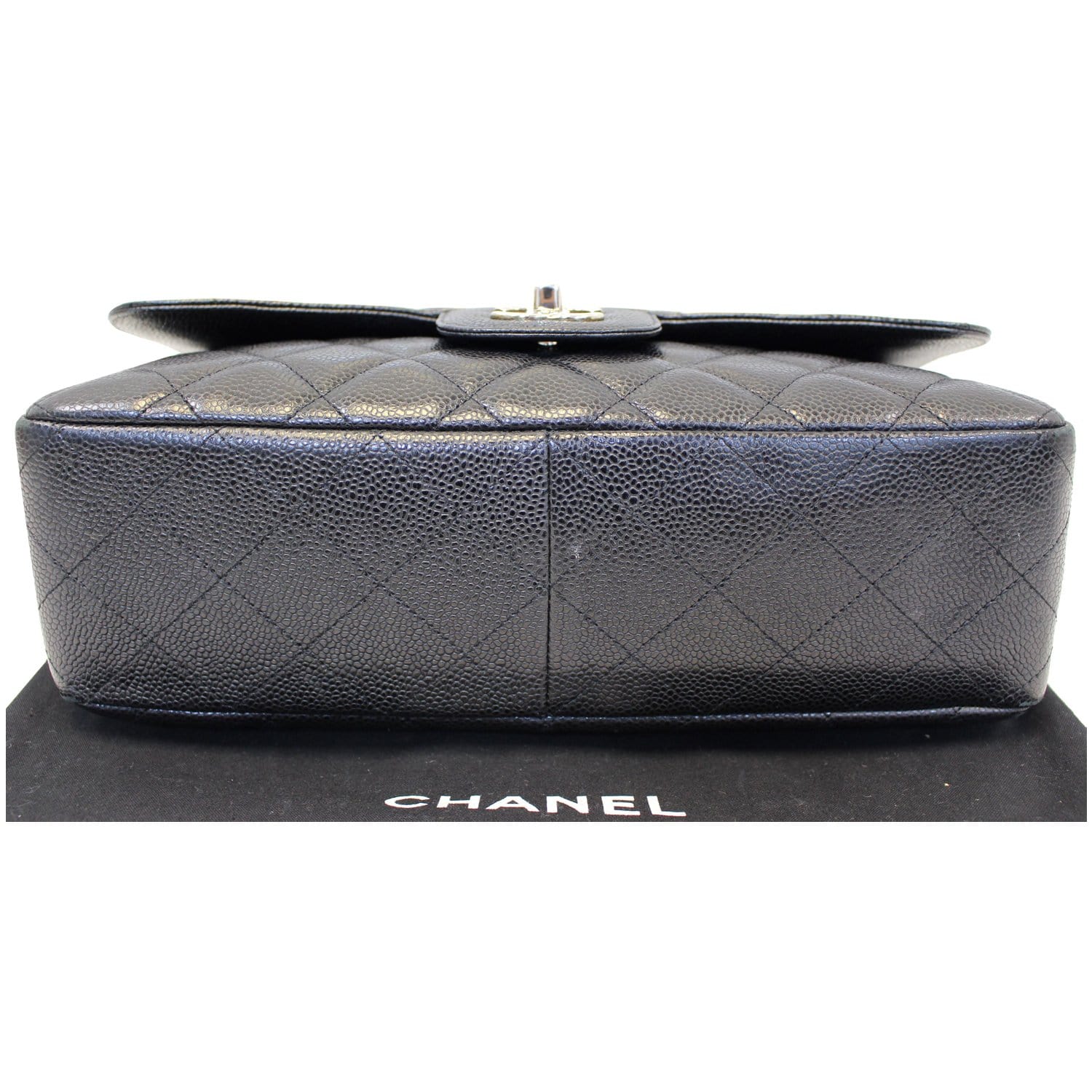 CHANEL Jumbo Classic Single Flap Caviar Leather Shoulder Bag Black