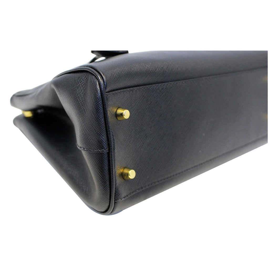 PRADA Saffiano Lux Small Double-Zip Tote Bag Black