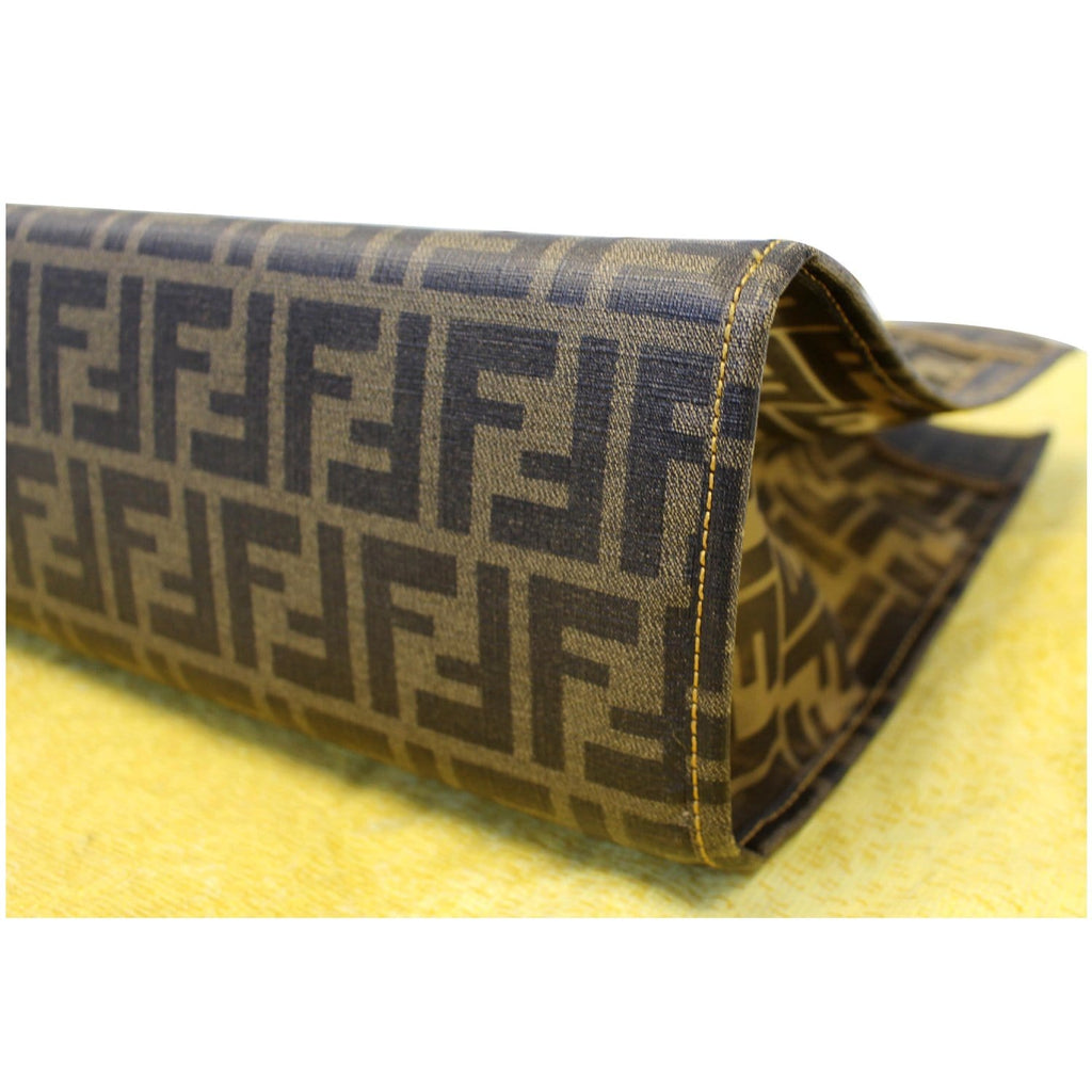 FENDI Tobacco Zucca Print Mesh Fabric Tote Bag Brown