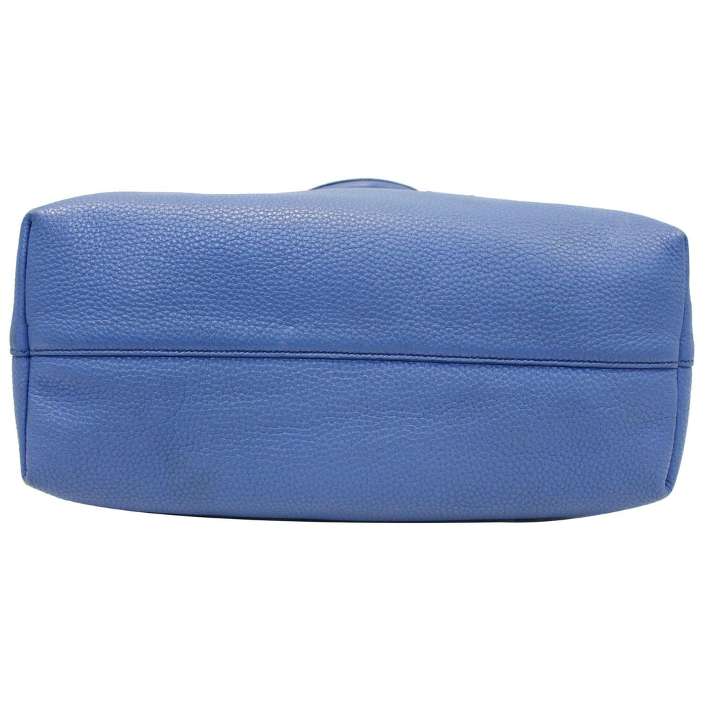 PRADA Vitello Phenix Leather Tote Bag Blue