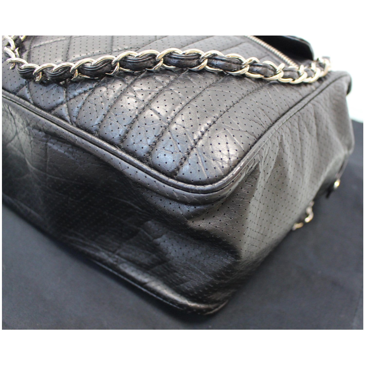 CHANEL Calfskin Perforated 50's Bowler Bag Black