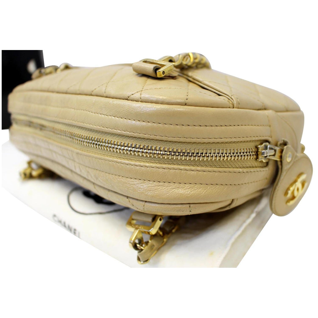 CHANEL Beige Lambskin Leather Camera Shoulder Bag - 15% OFF