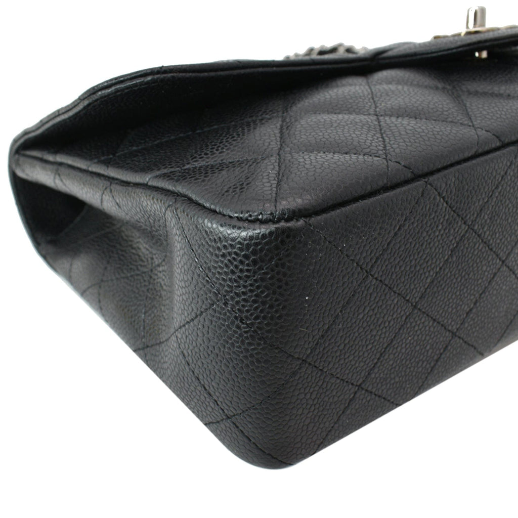 CHANEL Jumbo Classic Single Flap Caviar Leather Shoulder Bag Black