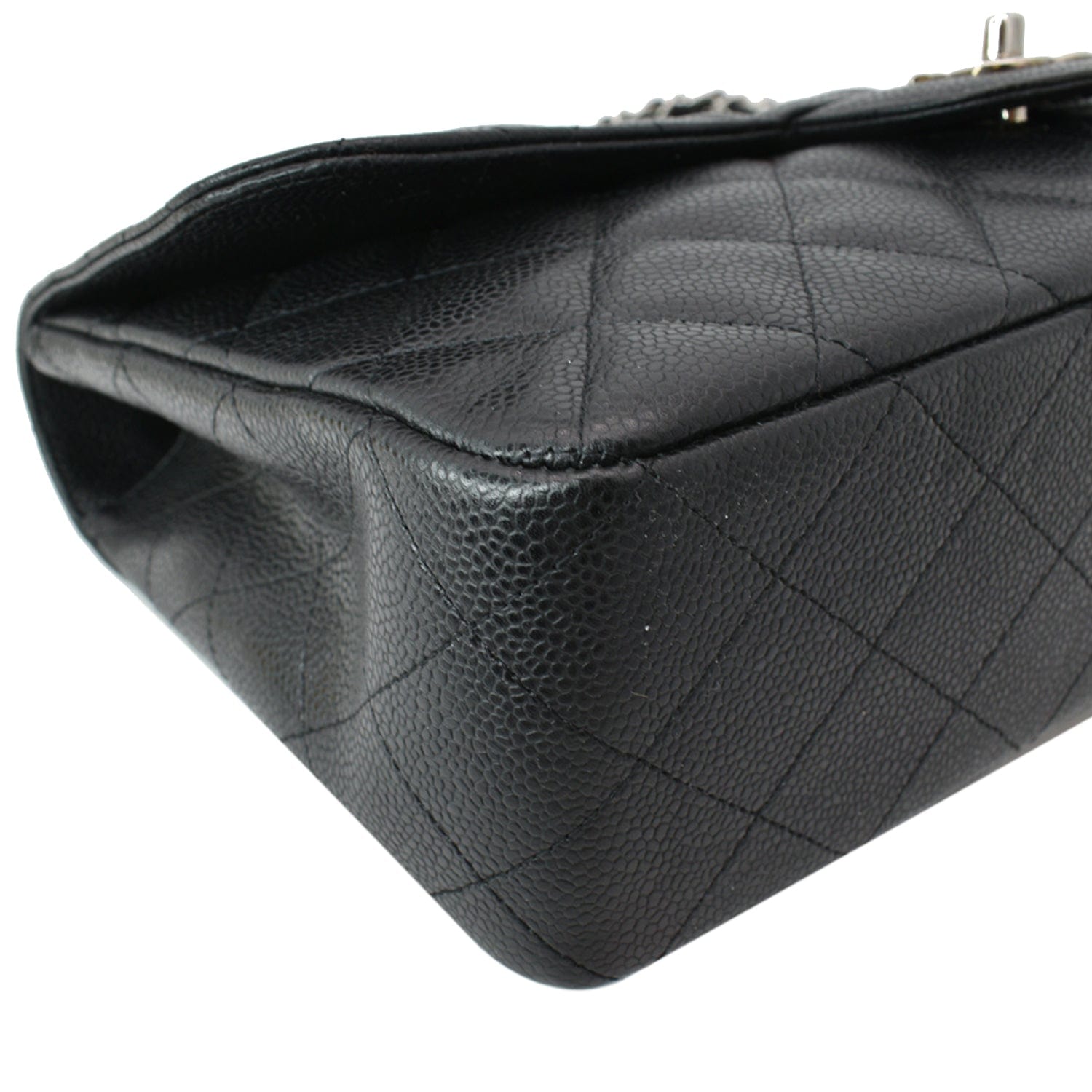 CHANEL Jumbo Classic Single Flap Caviar Leather Shoulder Bag Black