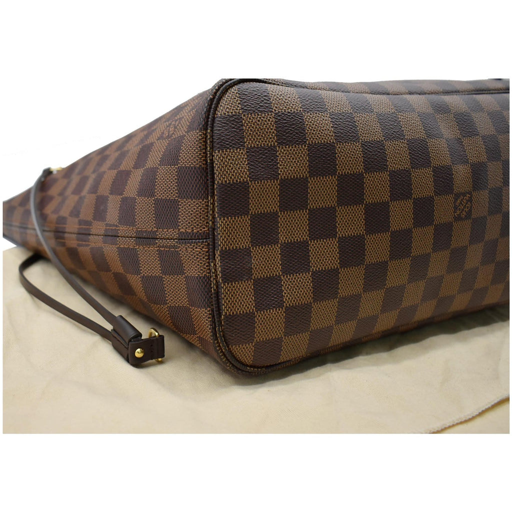 LOUIS VUITTON Neverfull MM Damier Ebene Tote Bag Brown
