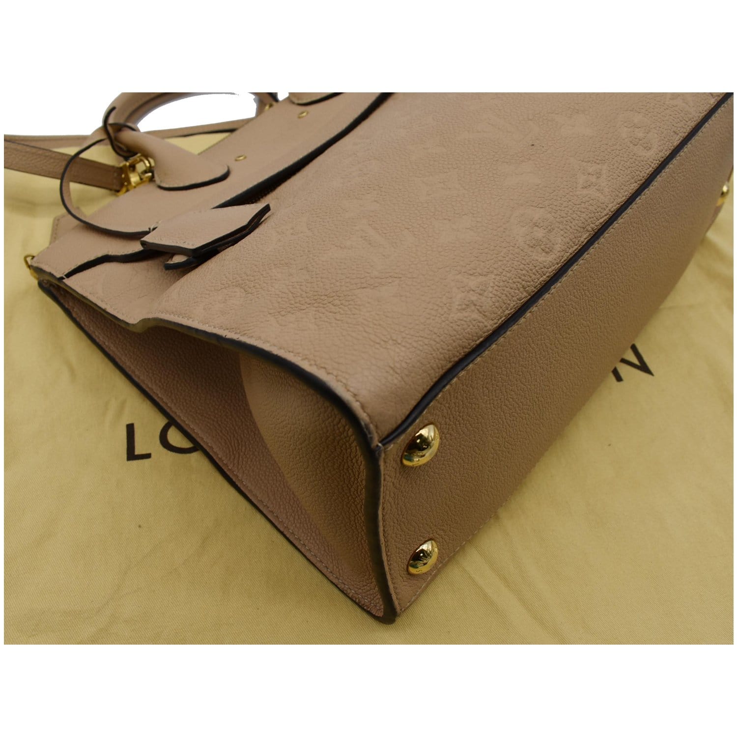 LOUIS VUITTON Pont Neuf MM Monogram Empreinte Leather Shoulder Bag Beige