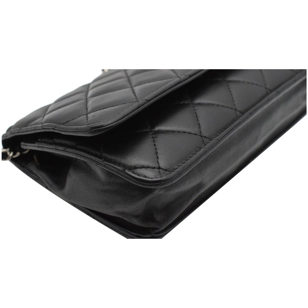 CHANEL WOC Lambskin Leather Chain Crossbody Bag Black