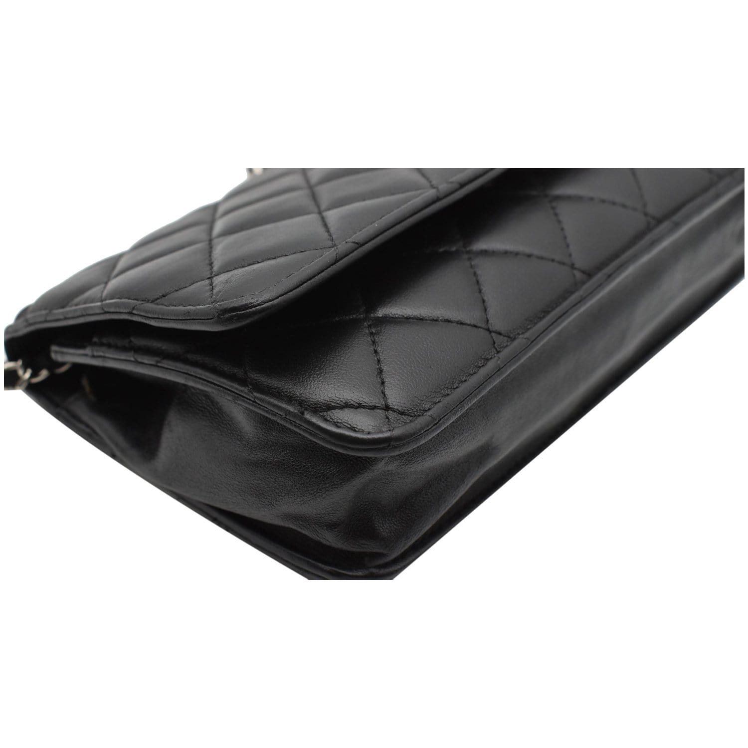 CHANEL WOC Lambskin Leather Chain Crossbody Bag Black