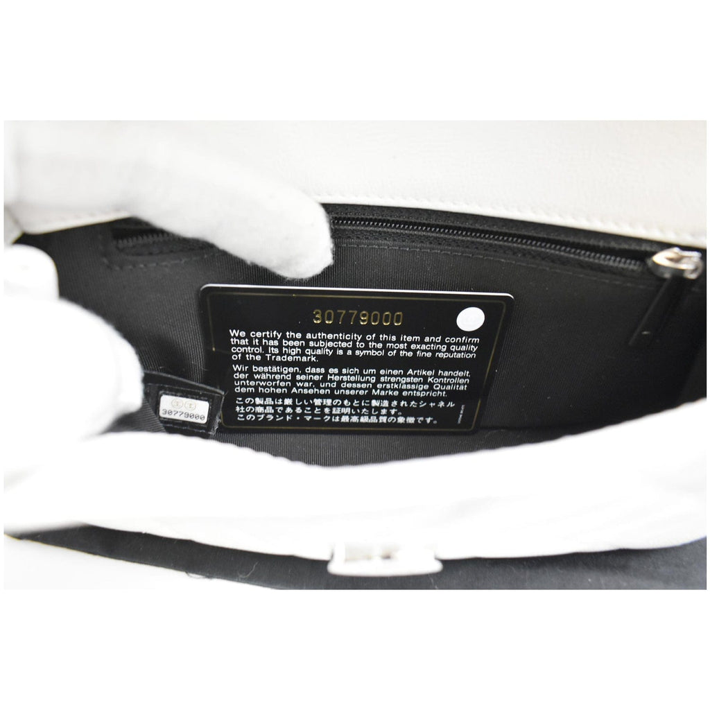 CHANEL My Everything Small Caviar Quilted Leather Flap Shoulder Bag White