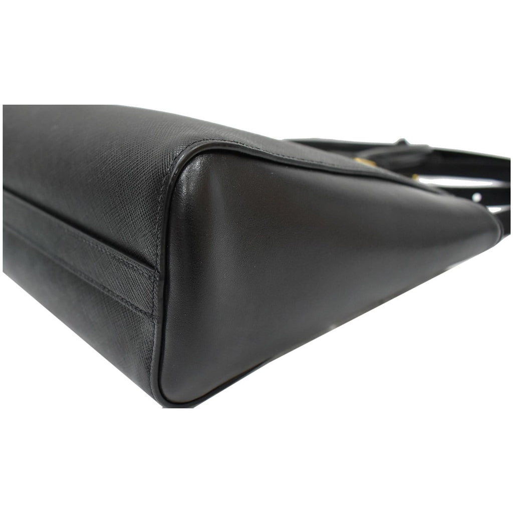 PRADA Borsa A Mano Saffiano Leather Tote Shoulder Bag Black