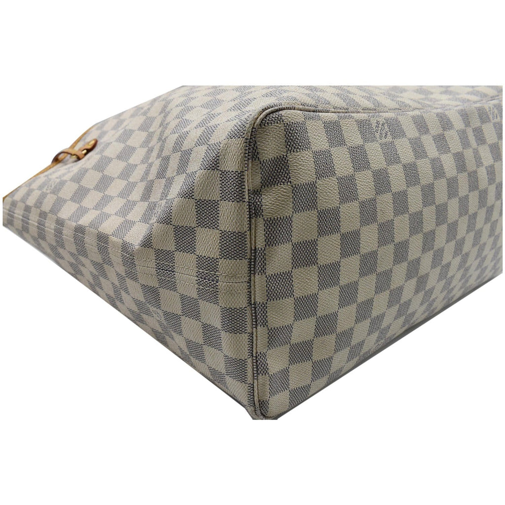 LOUIS VUITTON Neverfull GM Damier Azur Tote Shoulder Bag White