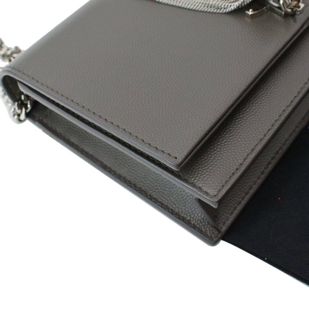 YVES SAINT LAURENT Small Kate Tassel Leather Shoulder Bag Grey - Hot Deals