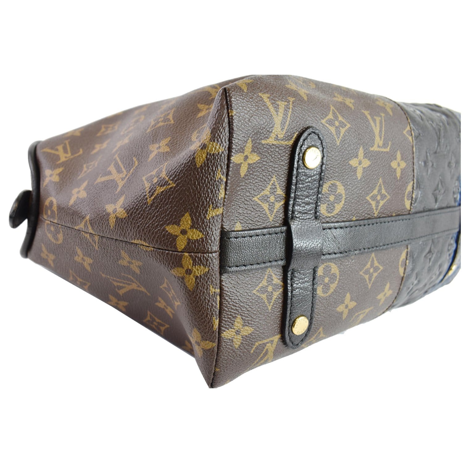 LOUIS VUITTON Blocks Stripes Monogram Leather Tote Bag Tri-Color
