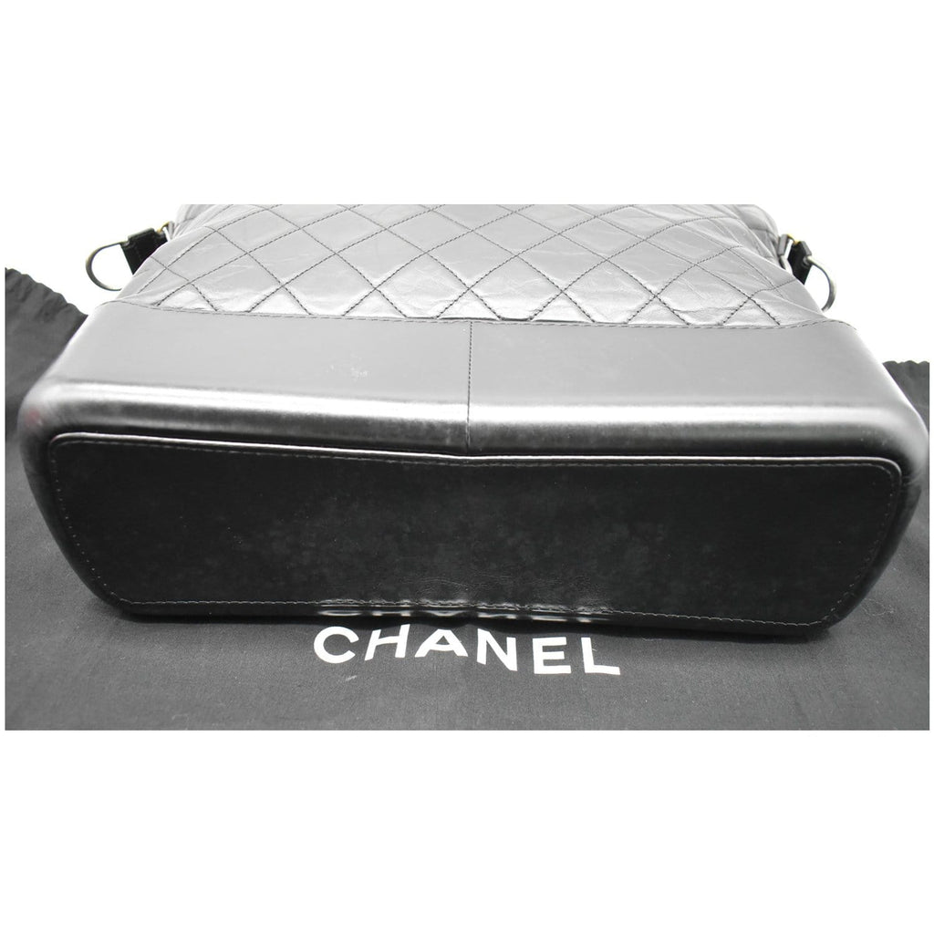 CHANEL Gabrielle Large Quilted Calfskin Leather Shopping Tote Bag Black