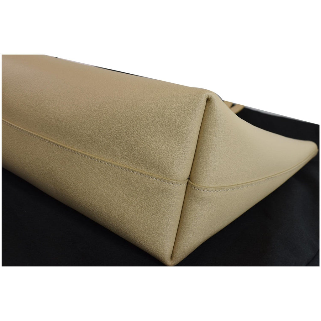 YVES SAINT LAURENT Leather Shopping Tote Bag Beige