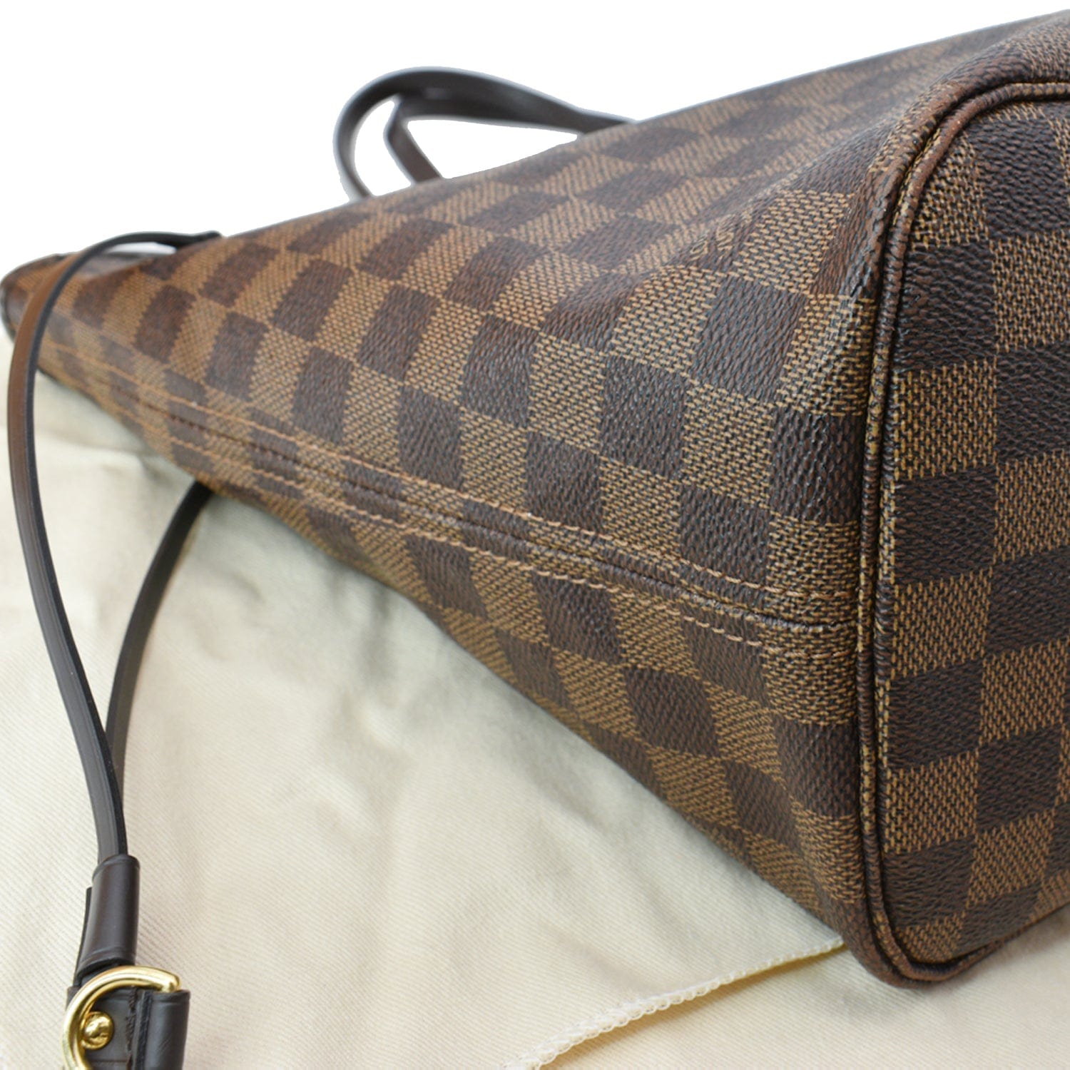 LOUIS VUITTON Neverfull MM Damier Ebene Tote Bag Rose Ballerine