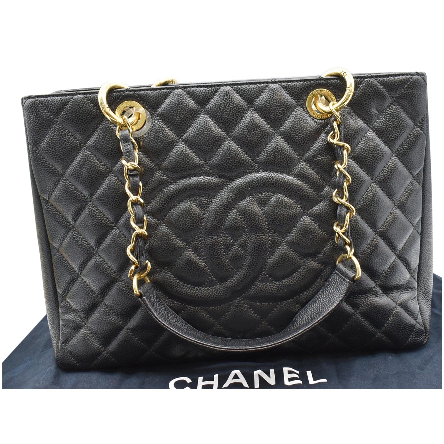 CHANEL Grand Shopping GST Caviar Leather Tote Bag Black