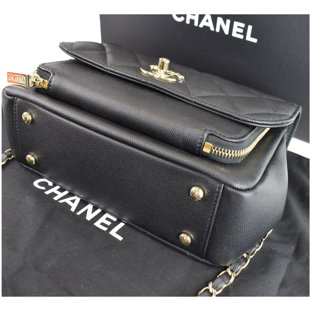 CHANEL Business Affinity Medium Flap Caviar Quilted Shoulder Bag Black