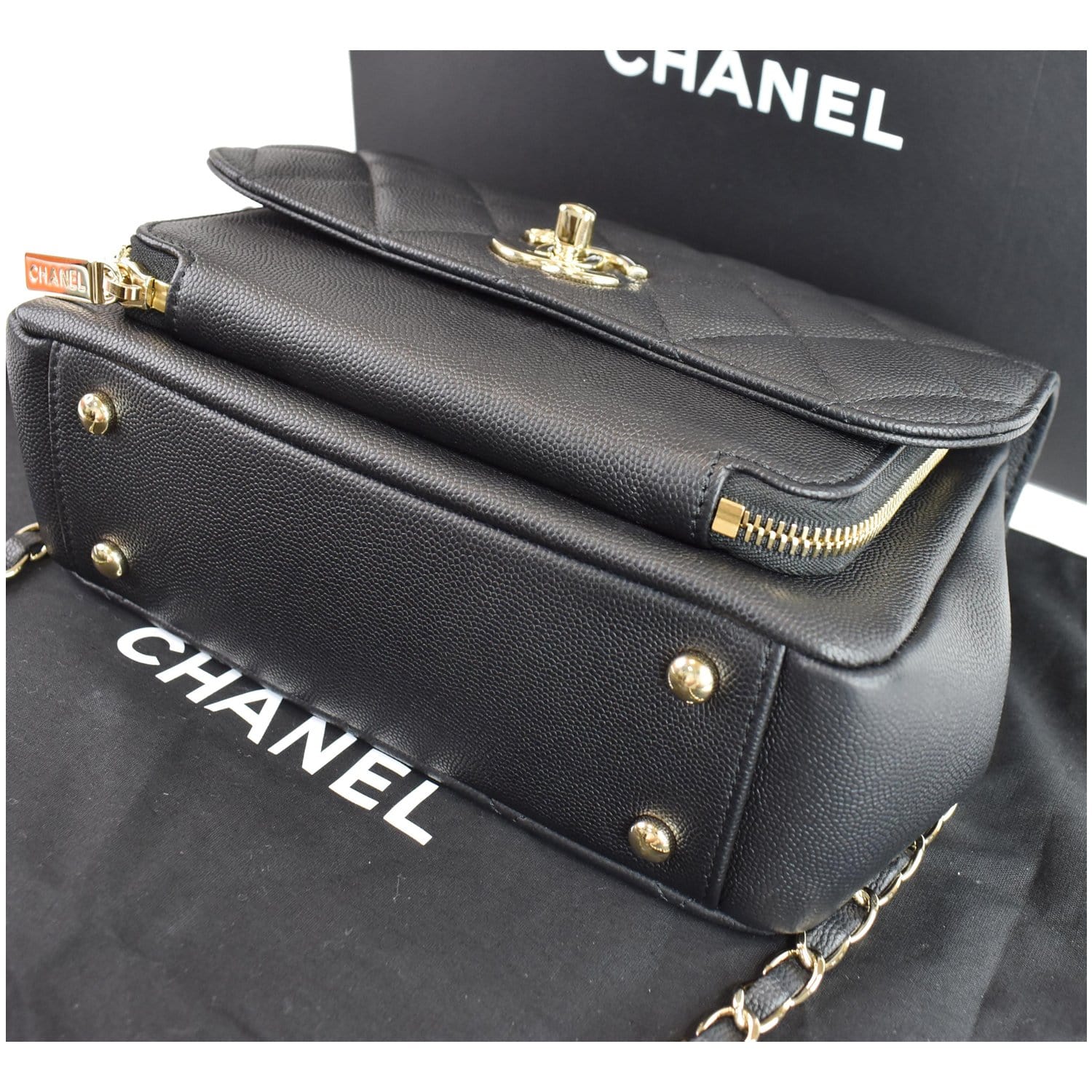 CHANEL Business Affinity Medium Flap Caviar Quilted Shoulder Bag Black